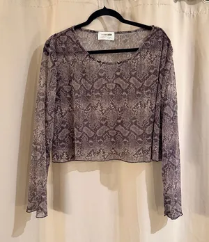 Meraki Sheer Snake-Print Long Sleeve Top thumbnail 1