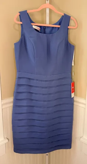 NWT JJ's House Slate Blue Bridesmaid Mother of Bride Sheath Dress NWT Size 12 thumbnail 1