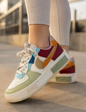 Nike Air Force 1 Fontanka Women's 8 Multi Color Sail Green Orange React Sneakers thumbnail 1
