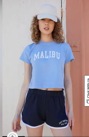 Brandy Melville John Galt Navy New York Contrast Trim Cotton Gym Shorts thumbnail 1