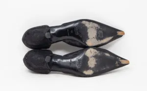 Prada Made In Italy Black Metallic Floral Flower D'Orsay Pointed High Heel Shoes thumbnail 7