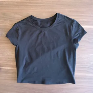 ALO Yoga Black Cropped Crewneck Cap-Sleeve Top thumbnail 6