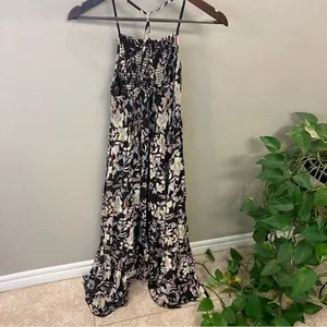 NWOT Free People Heat Wave floral Print Maxi Dress, spaghetti strap racer back,S thumbnail 7