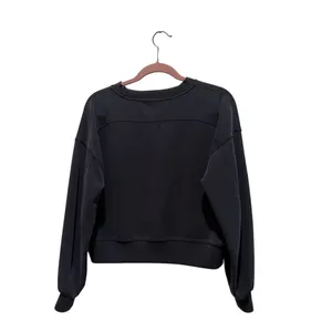 Lululemon Perfectly Oversized Softstreme Cropped Crewneck Sweatshirt Sz 6 Black‎ thumbnail 2