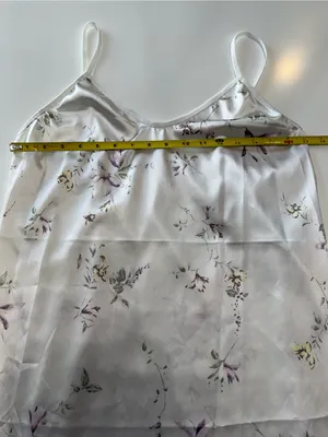 White Satin Floral Slip Chemise with Adjustable Straps Size Large NWOT thumbnail 3