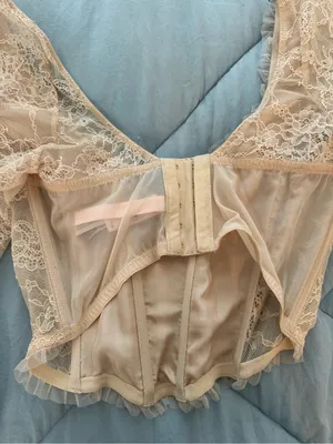 Victoria's Secret Blush Lace Beaded Corset Crop Top thumbnail 3