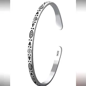 NEW Engraved 925‎ Sterling Silver Adjustable Cuff Bracelet thumbnail 2