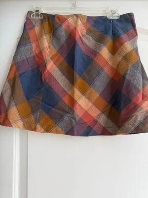 Altar'd State Plaid A-Line Skirt in Navy, Rust, Mustard & Brown size Small thumbnail 5