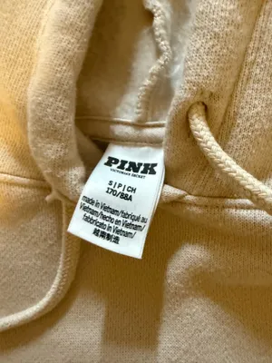 Beige and white victoria secret crop hoodie thumbnail 3