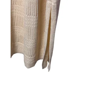 Rachel Zoe Womens Maxi Dress L‎ Cream Pointelle Knit Sleeveless Belted Coastal thumbnail 6