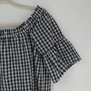 Abercrombie & Fitch Top Women’s S Black White Gingham Off Shoulder Bell Sleeve thumbnail 14
