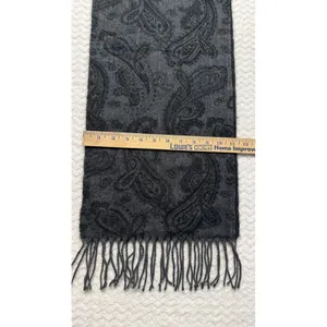 Cejon Made in Italy Charcoal Black Paisley Fringed Acrylic Scarf RN 98072 thumbnail 6