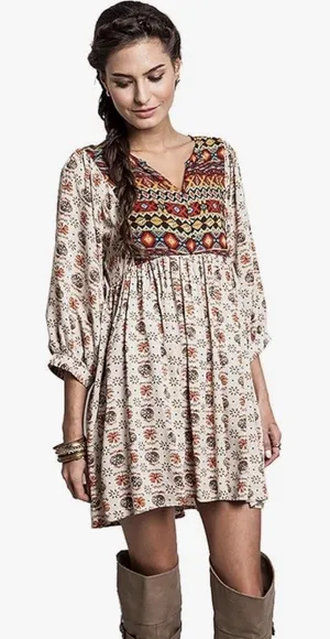 Umgee Women's Dress medium Bohemian flowy Floral Babydoll Tunic western y2k thumbnail 1