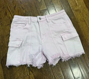 Light pink cargo jean shorts Size 28 thumbnail 1