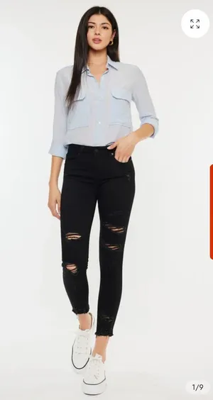 KanCan Hazy Mid Rise Ankle Skinny Distressed Black Jeans thumbnail 1