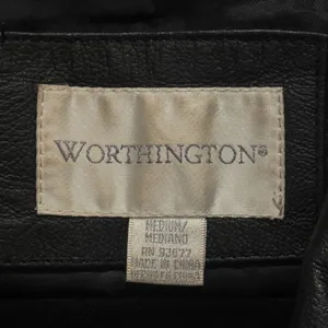 Worthington Leather Jacket Womens Medium Black Zip Up Collared Moto‎ Bikercore thumbnail 3