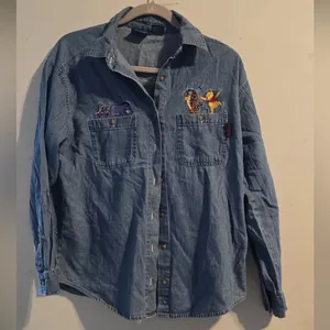 Disney Blue Denim Shirt with Embroidered Characters thumbnail 3