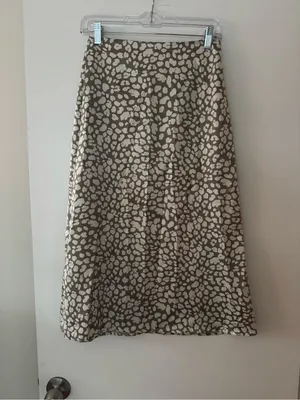 Vestique Gray and Cream Leopard Print A-Line Silk Skirt Size Small thumbnail 2