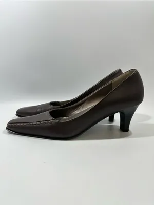 David Tate Brown Leather Square Toe Pumps Heels Women’s 7.5 SS Super Slim thumbnail 3