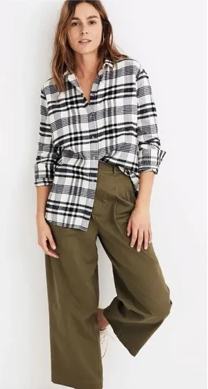Madewell‎ Flannel Oversized Ex-Boyfriend Shirt Romana Plaid Small Button Down thumbnail 1