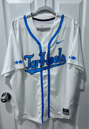 Nike Dri-Fit NC Tarheels Replica Full Button Baseball Jersey XL New thumbnail 1