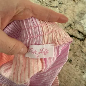Pink Lily Boxer Shorts L two toned Stripe Lounge Pajama Shorts Elastic Waist thumbnail 5