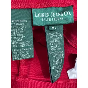 Lauren Jeans Co Jeans Size 10 Red High Rise Gold Button Preppy Holidays thumbnail 5