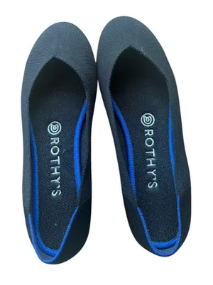 New Rothy’s The Flat Women’s Size 8 Maritime Black Blue Round Toe Ballet Shoes thumbnail 1