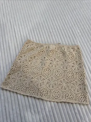 🤍Bohemian cream Crochet swim Coverup Skirt thumbnail 5