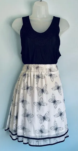 Maurices Skirt Butterfly White Black XL thumbnail 1