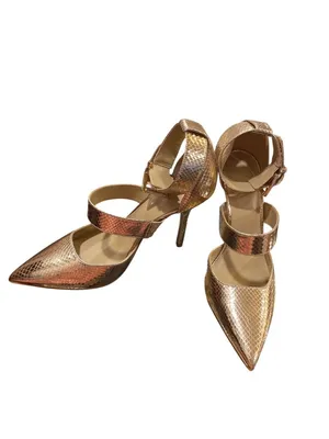 Michael Kors wms authentic gold croc design 4" stilleto heels shoes sz 8M SKU 10 thumbnail 2