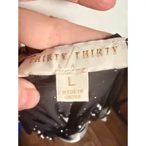 Thirty/Thirty LA Womens Black Sheer Mesh Pearl Embellished Crop Top Large thumbnail 6