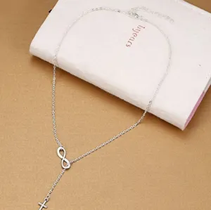 Women Fashion Silver Infinity Cross Pendant Chunky Choker Necklace ( 5/20$ ) thumbnail 2
