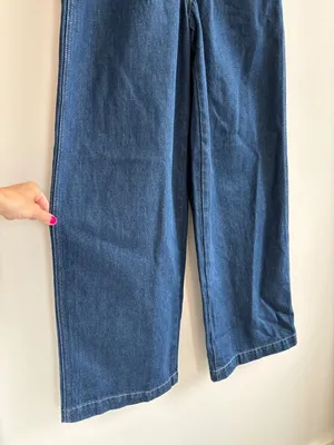 NWT Madewell Wide Leg Denim Overalls Dark Wash thumbnail 10