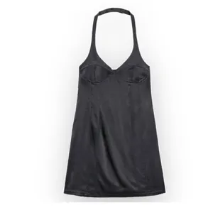 NEW ZARA Satin Bustier Mini Dress Black LARGE thumbnail 12