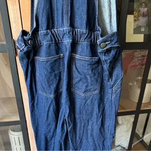 ASOS denim overalls straight leg dark wash jeans inky dungarees jumpsuit thumbnail 5