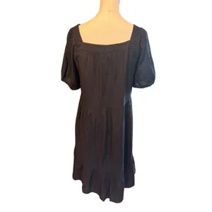 Loft Mini Dress. Black Babydoll Style. Cotton Size 14 thumbnail 2