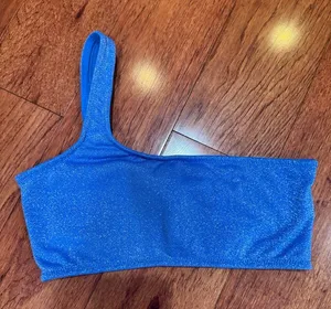 TRIANGL marina sparkle blue bikini top one shoulder size large thumbnail 1