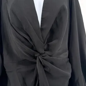 Showpo Billie Twist Front Mini Dress 8‎ Black Long Puff Sleeve Plunge Deep V NWT thumbnail 5