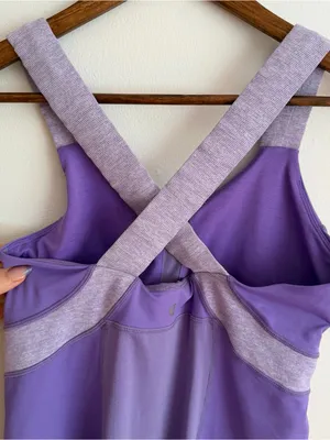 Lululemon Push Your Limits Tank Top Purple Heathered Straps Built In Bra Size 8 thumbnail 3