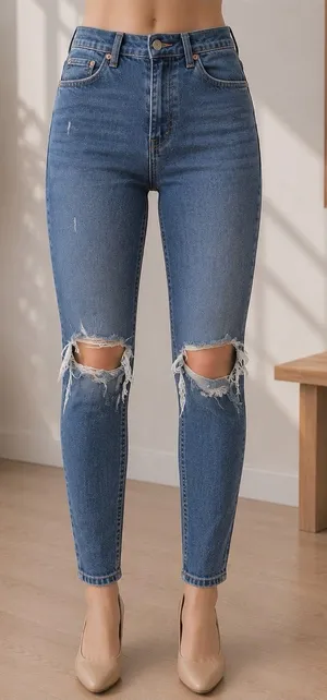 Abercrombie & Fitch The Skinny High Rise Distressed Jeans 27/4 Short thumbnail 1