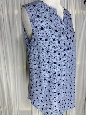 Talbots Light Blue And Navy Sleeveless V-Neck Polka Dot Tunic Size M thumbnail 4