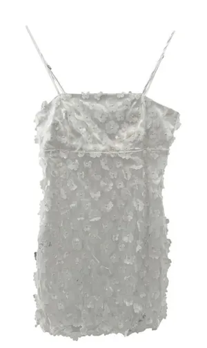 Storia Small‎ 3D Floral Appliqué Shift Mini Dress Bridal Cocktail Party Metallic thumbnail 1