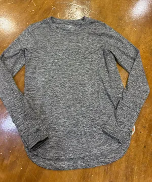 Athleta Gray Heather Crewneck Long Sleeve Top thumbnail 1