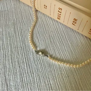 Pink Pearlescent Necklace Vintage “Noreen” 18” Marquise Fishhook Silver Classic thumbnail 10