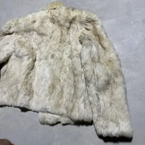 Vintage Natural Rabbit Fur Jacket W/ Fluffy Collar Women's SZ Medium CLASSY thumbnail 11