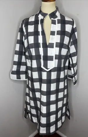 Brooke Wright Designs Talley Shift Dress in Black Check Medium M thumbnail 1