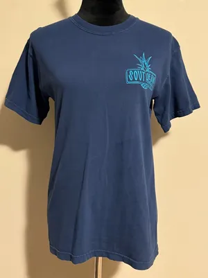 EUC Comfort Colors Blue and Orange Southernology Camping Graphic Tee size small thumbnail 1