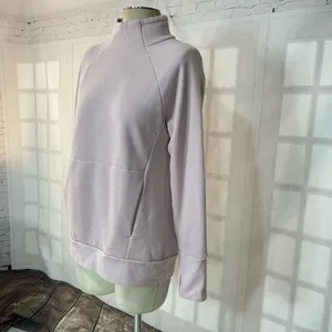 🔥5/$25 sale🔥 Fabletics Light Pink Cowl Neck Sweater w Large Front Pocket Size S thumbnail 3