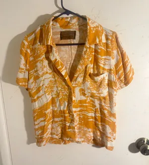 Reformation Yellow Cuban Print Collared Shirt thumbnail 1